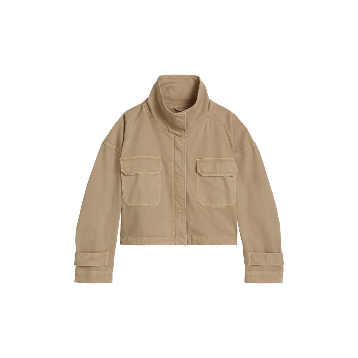 Veste Funnel-Neck loose en coton garment dyed marron, MARC O'POLO