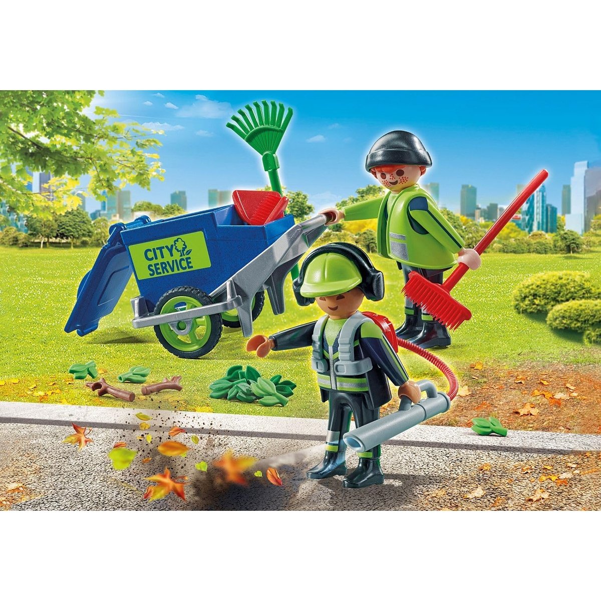 Agents d'entretien voirie avec équipement multicolore, PLAYMOBIL