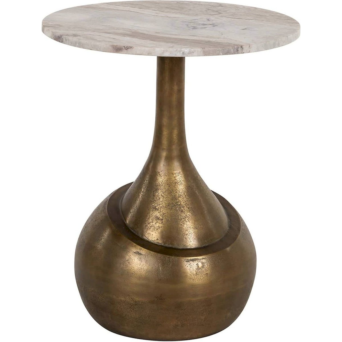 Table d'appoint ronde en marbre et laiton brossé laiton brossé et marbre blanc, RECOLLECTION