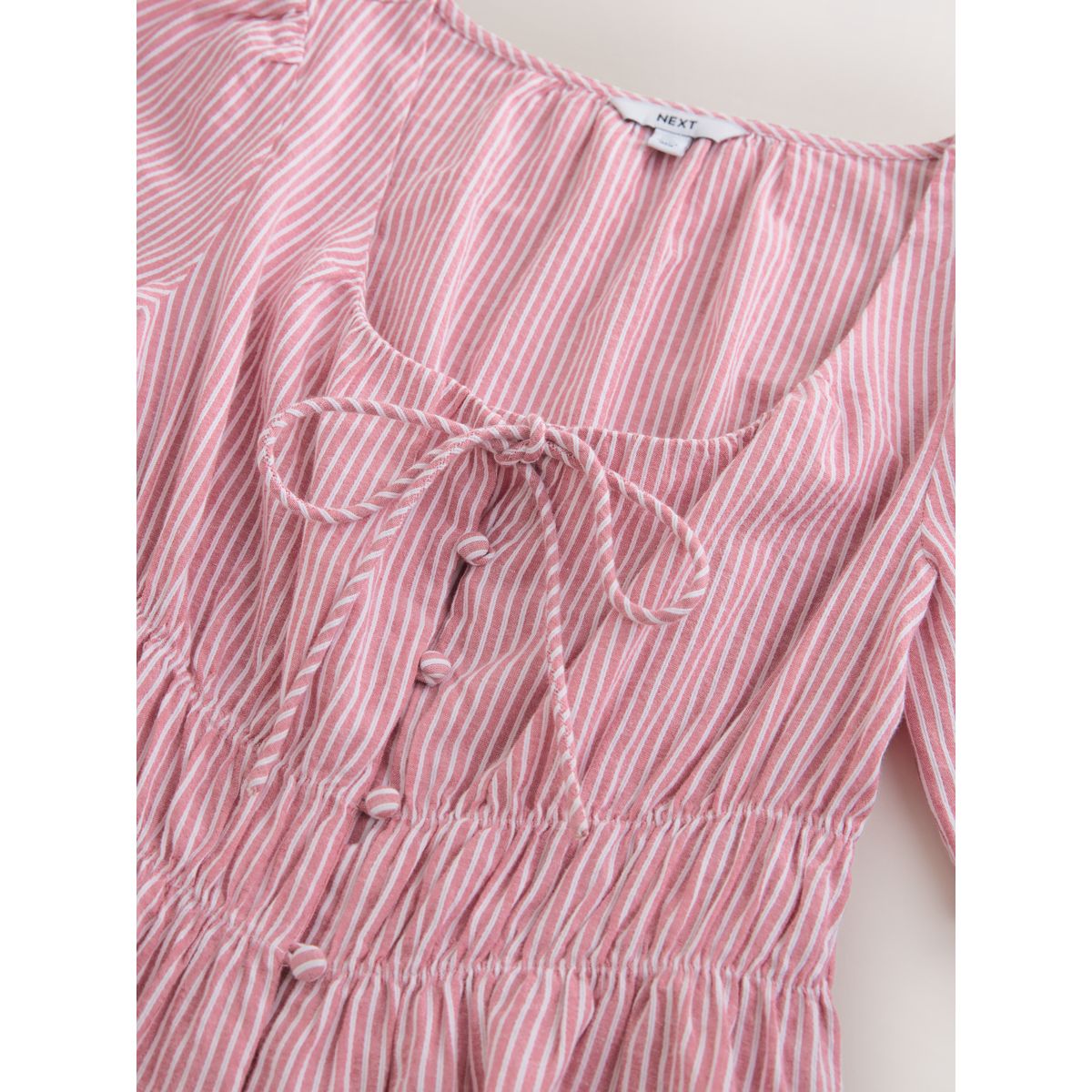Blouse à manches courtes nouée sur le devant rayures rouge/blanc, NEXT