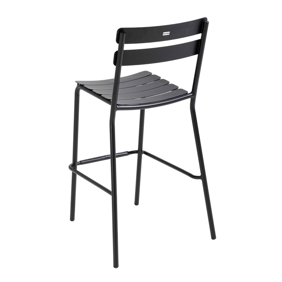 Table haute de terrasse carrée et 2 chaises en aluminium, ALMADA noir, OVIALA