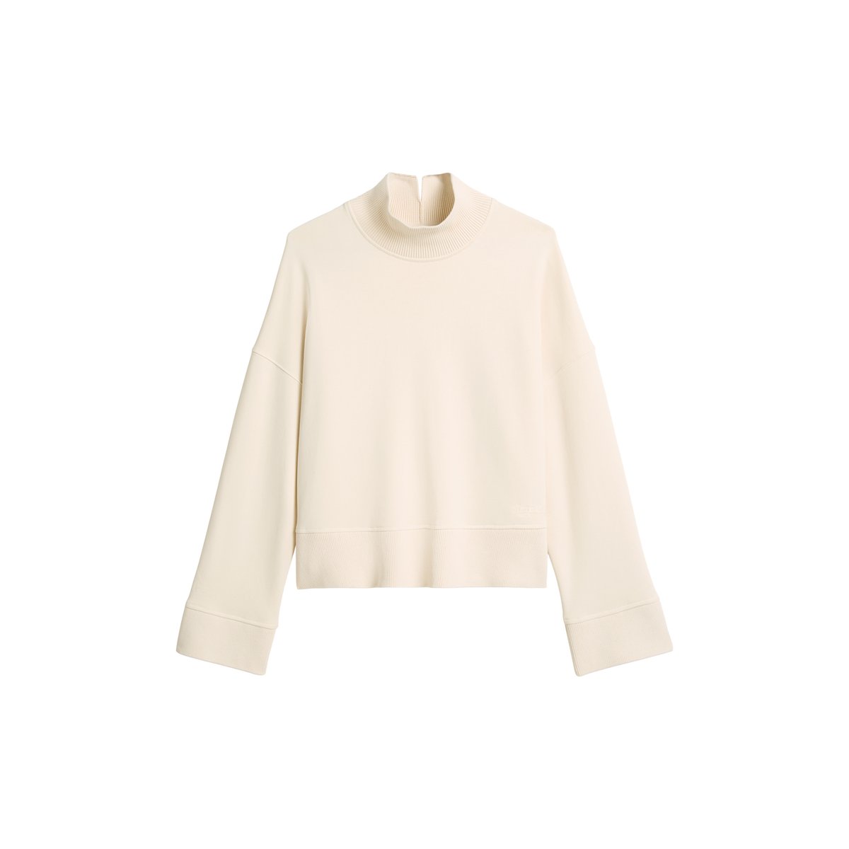 Sweat-shirt relaxed avec large ceinture en tricot côtelé blanc naturel, MARC O'POLO