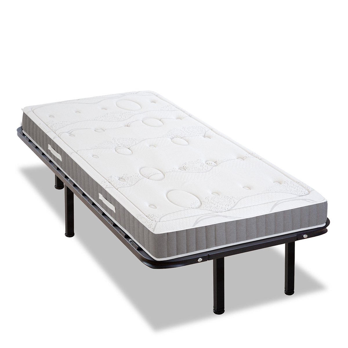 Ensemble Matelas Mémoire de forme INTUITION avec Cadre à lattes blanc, OLYMPE LITERIE