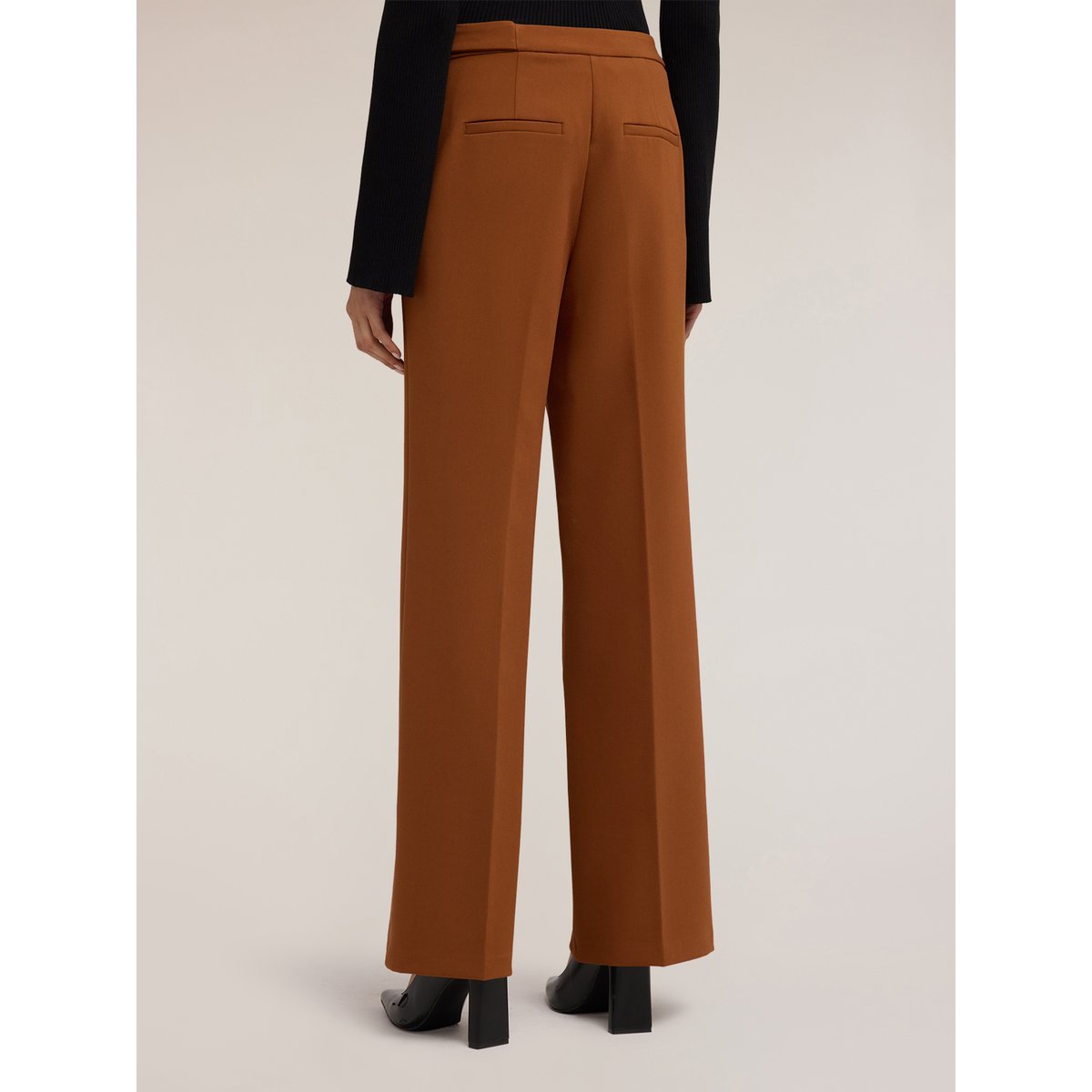 Pantalon palazzo avec passant en métal marron, MOTIVI