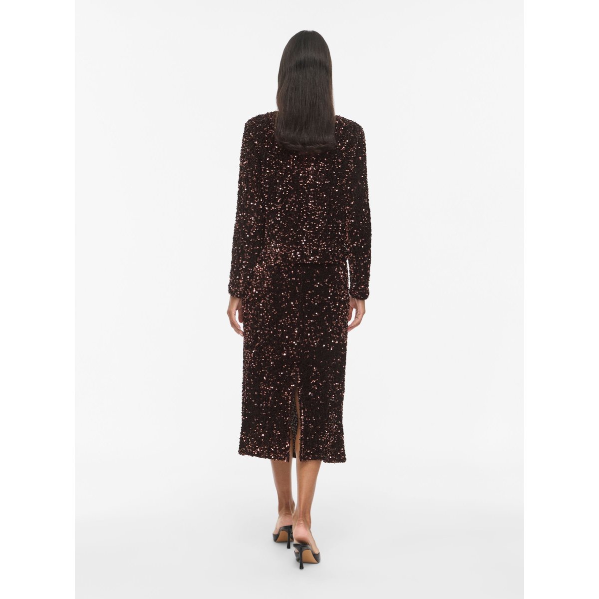 Jupe Mi-Longue marron - coffee bean1, VILA