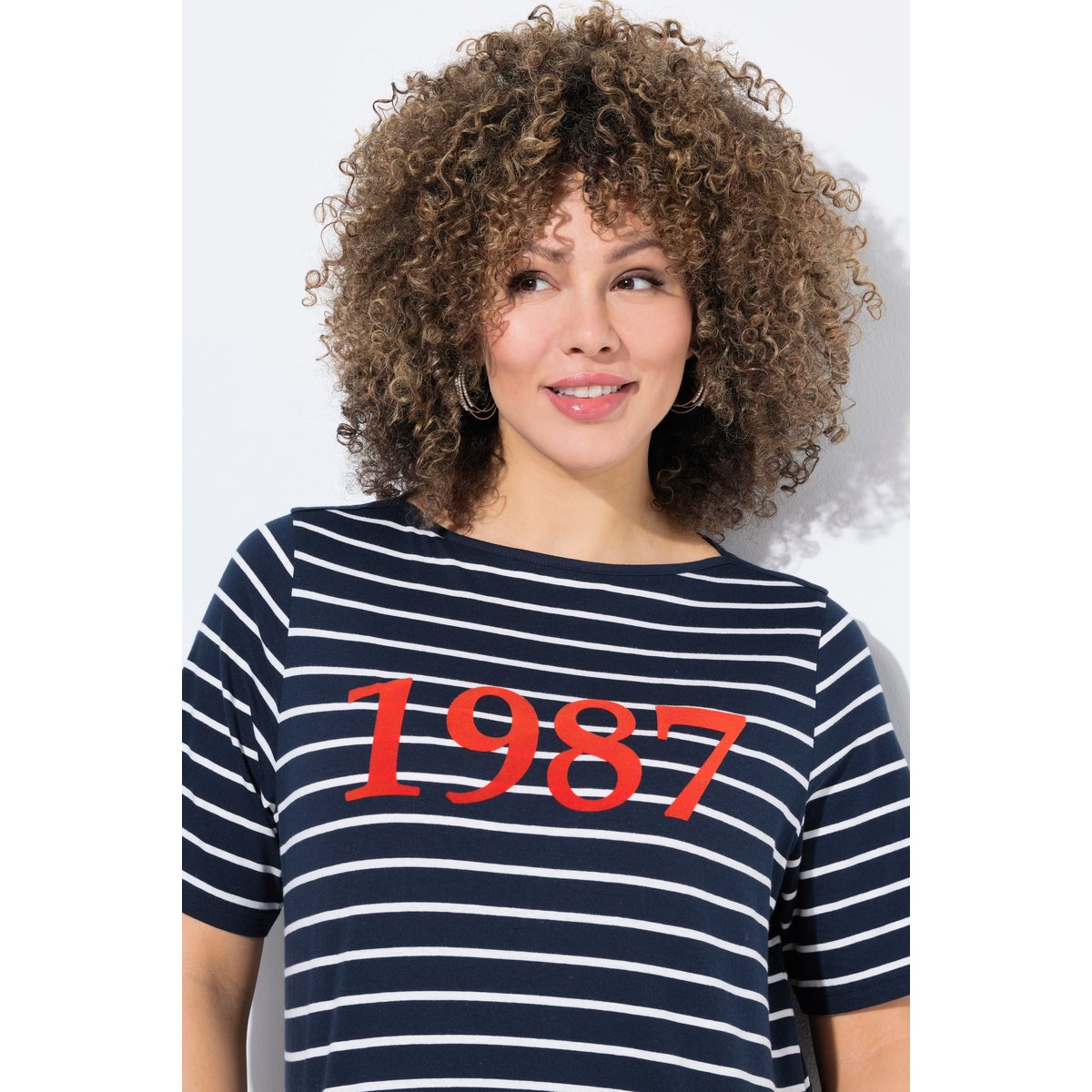 T-shirt rayé, flocage 1987 marine, ULLA POPKEN