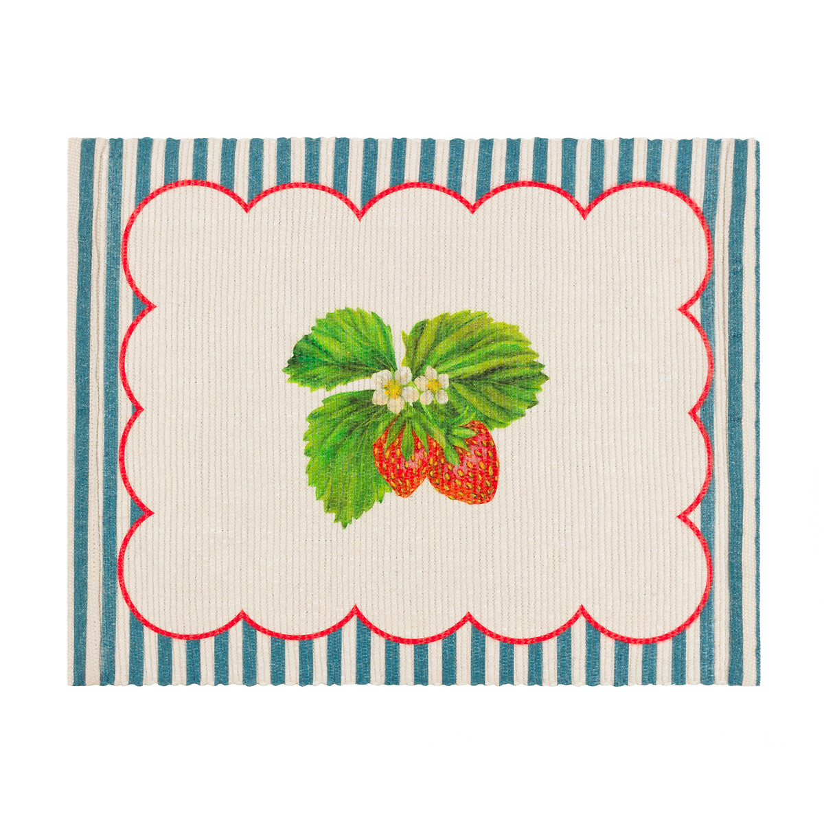 Set of 4 Strawberry Stripe Placemats blue, SO'HOME