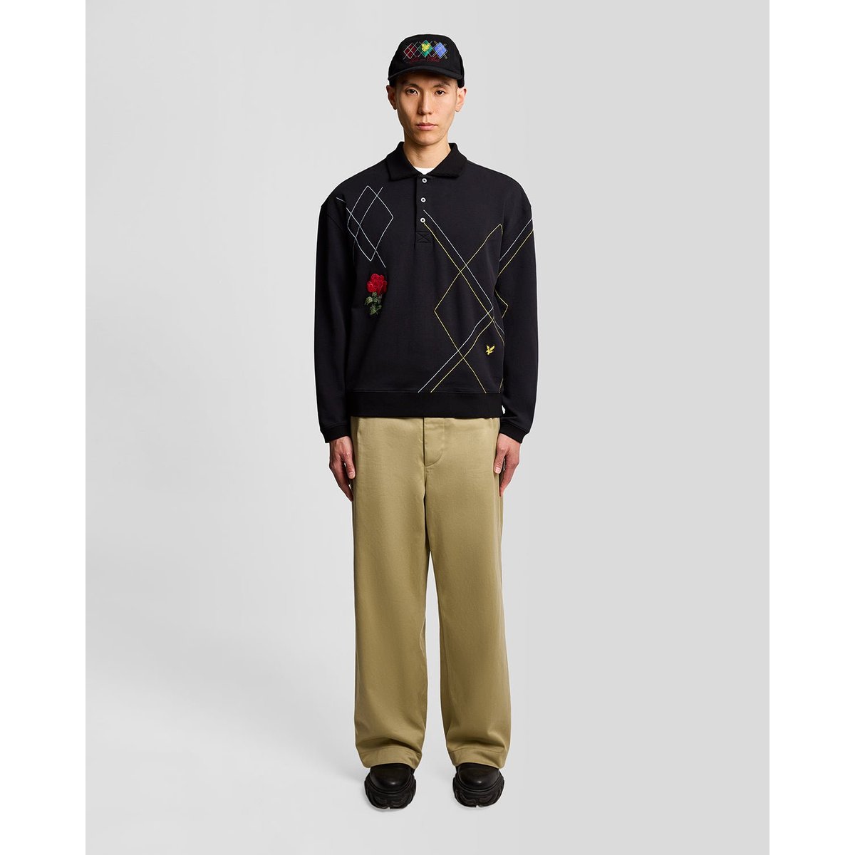 Maillot de rugby à losanges noir jais, LYLE & SCOTT