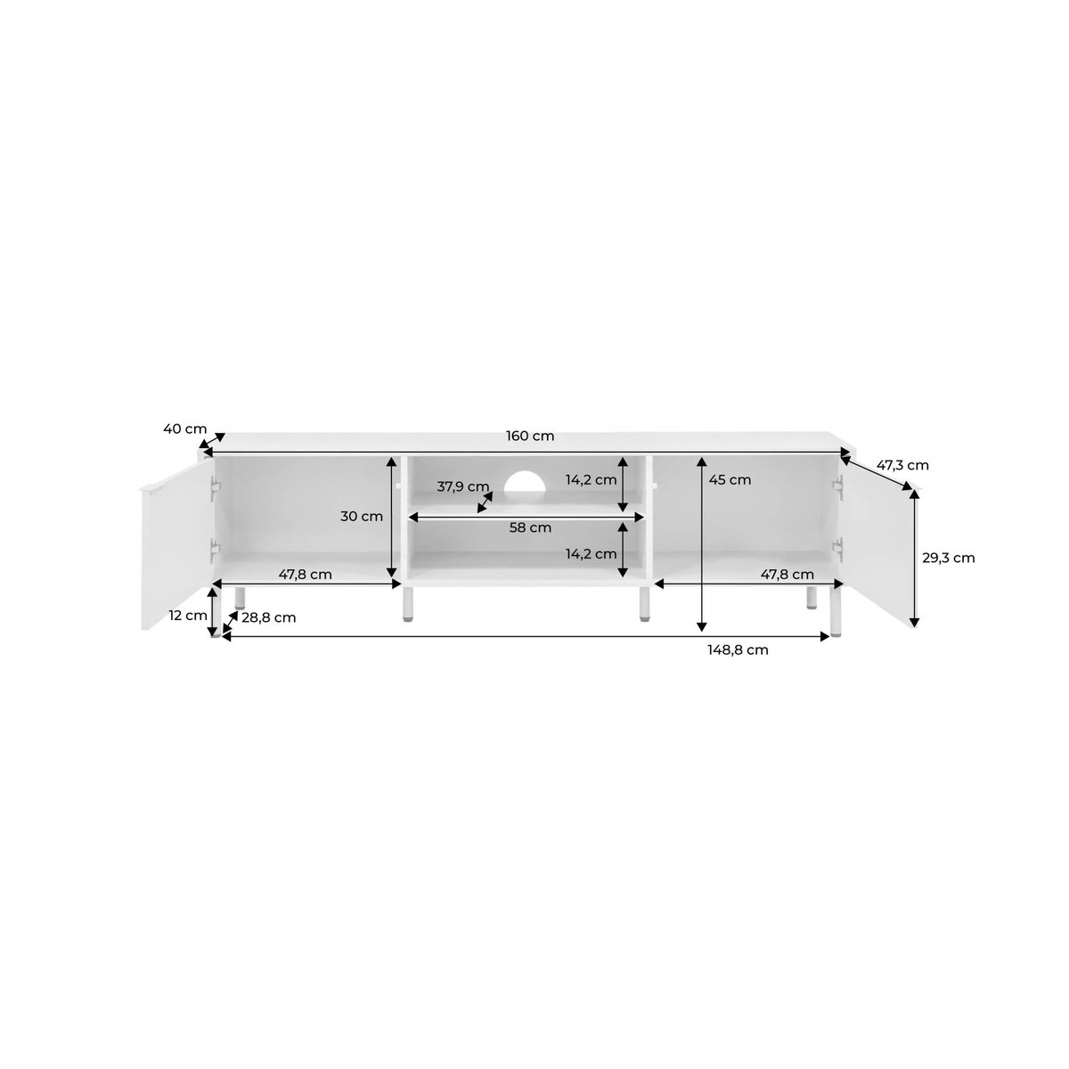 Meuble TV décor bois et métal 160cm ELLIE beige, SWEEEK