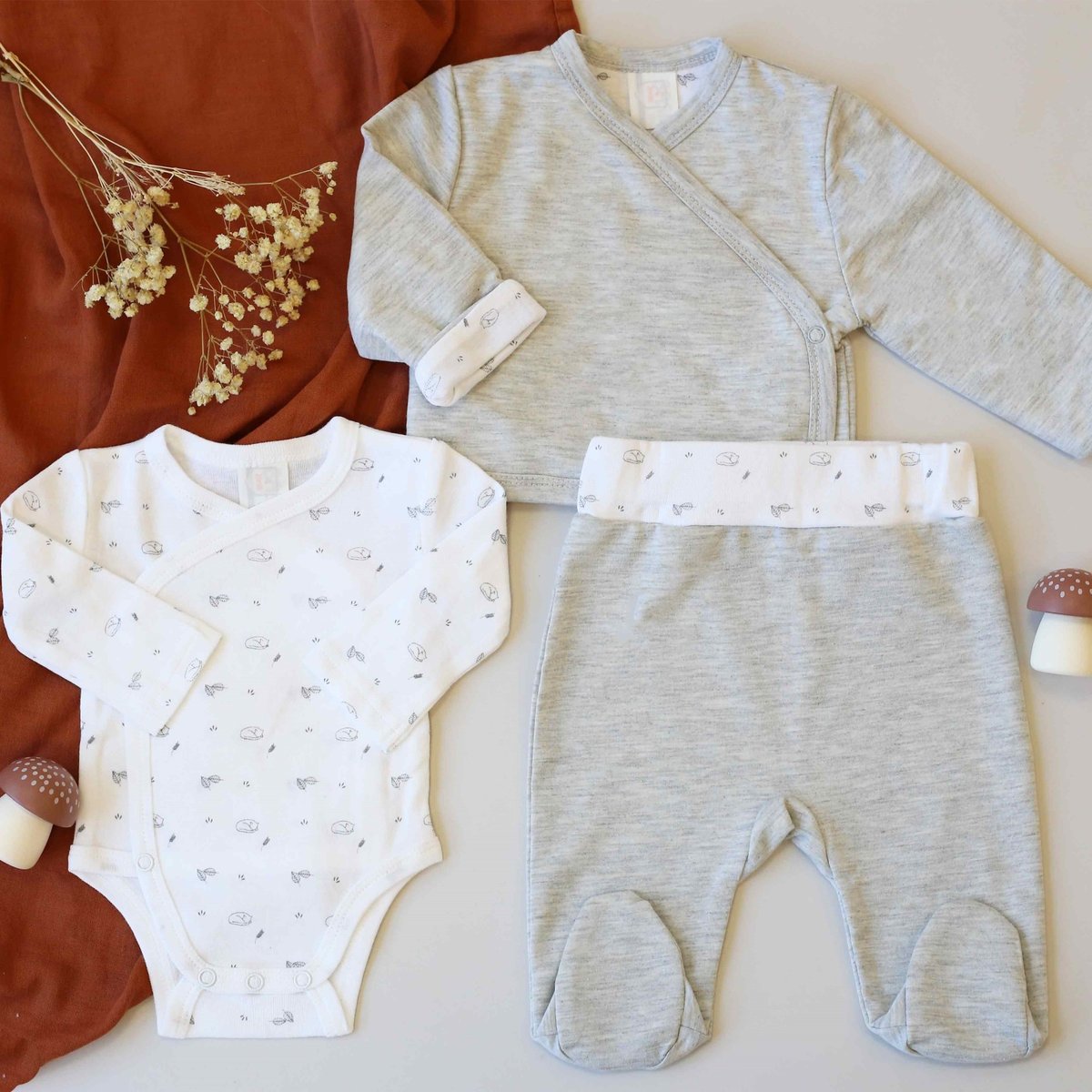 Kit naissance 3 pièces - Gris chiné gris, TROIS KILOS SEPT