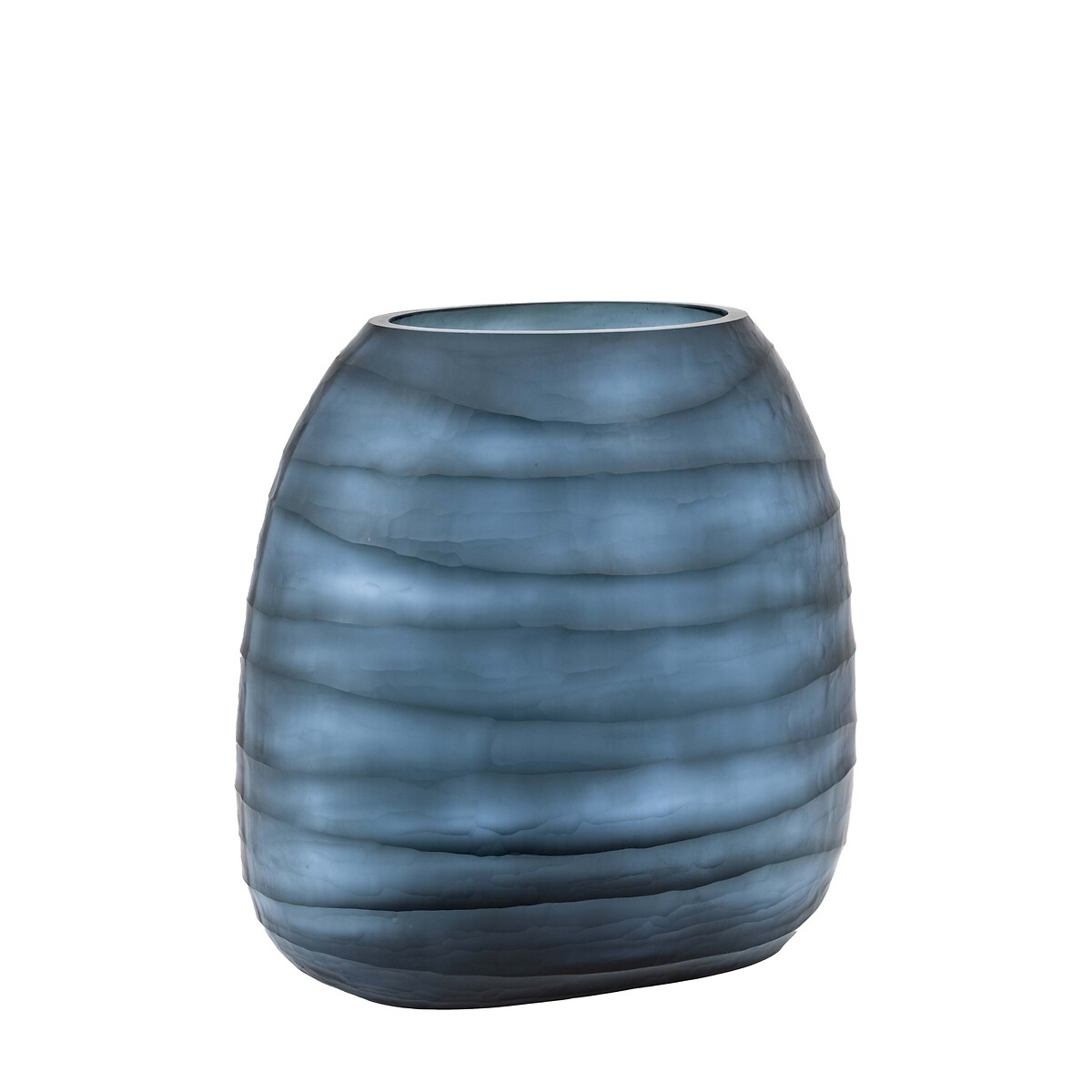 35cm Handblown Carved Glass Vase blue, ÉDITÉ