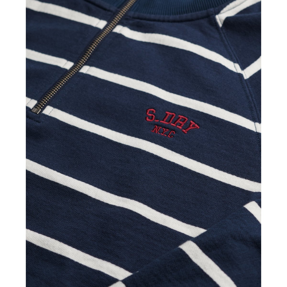 Sweatshirt Demi-Zip Athletic Essentials à Rayures bleu marine rayé, SUPERDRY