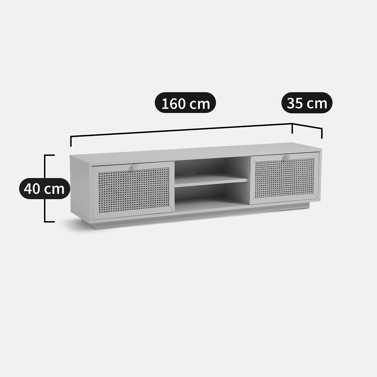 Mesa de TV Hifi 2 portas, 2 nichos, Paola caqui, LA REDOUTE INTERIEURS