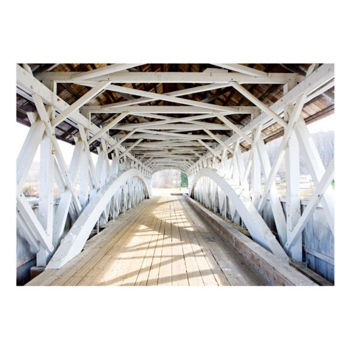 Papier peint intissé panoramique 3D et Perspective Old Bridge blanc, EDEN