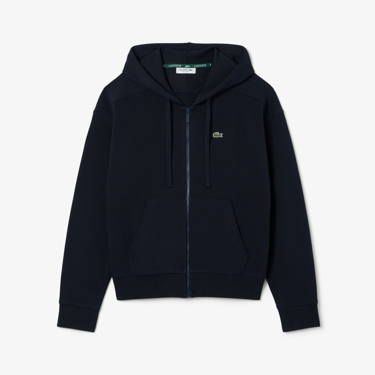 Sweatshirt à capuche zippé en Piqué bleu-hde, LACOSTE