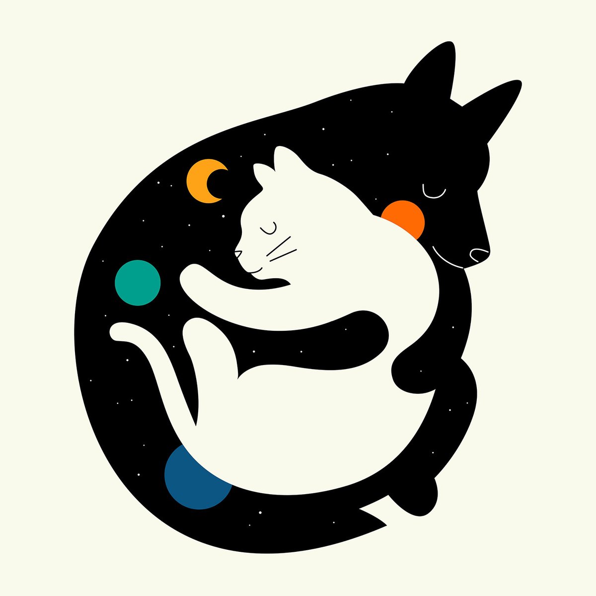 Tableau enfant hugs cats toile imprimée, HEXOA