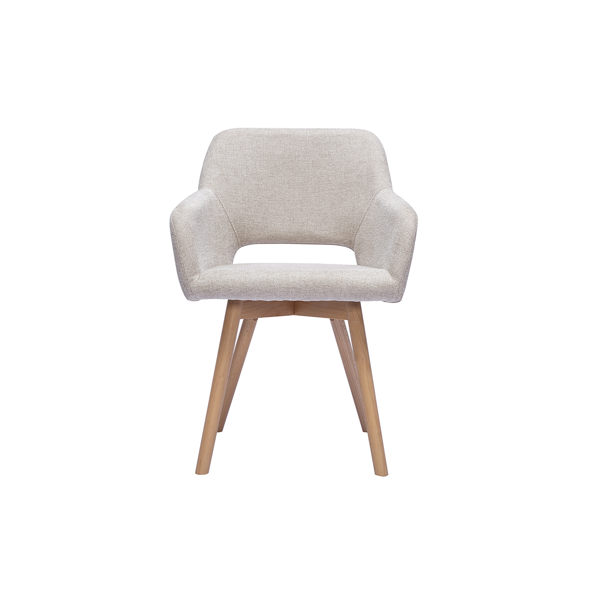 Chaises en tissu effet velours texturé beige et bois clair (lot de 2) LAURETTE beige, MILIBOO