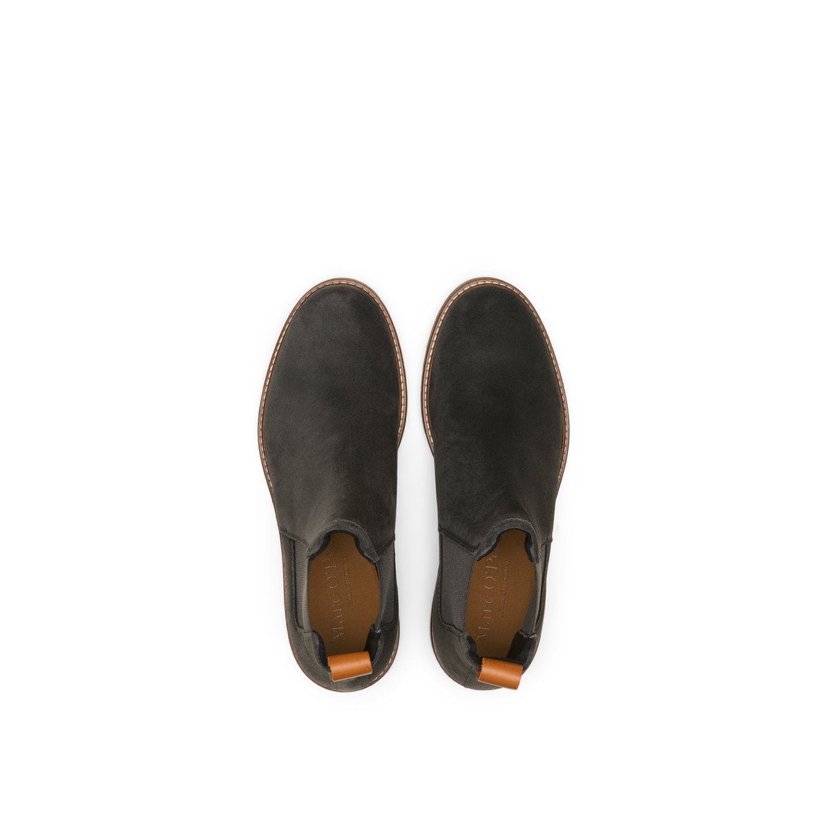 Chelsea boot modèle Linus en cuir de vachette velours doux noir, MARC O'POLO