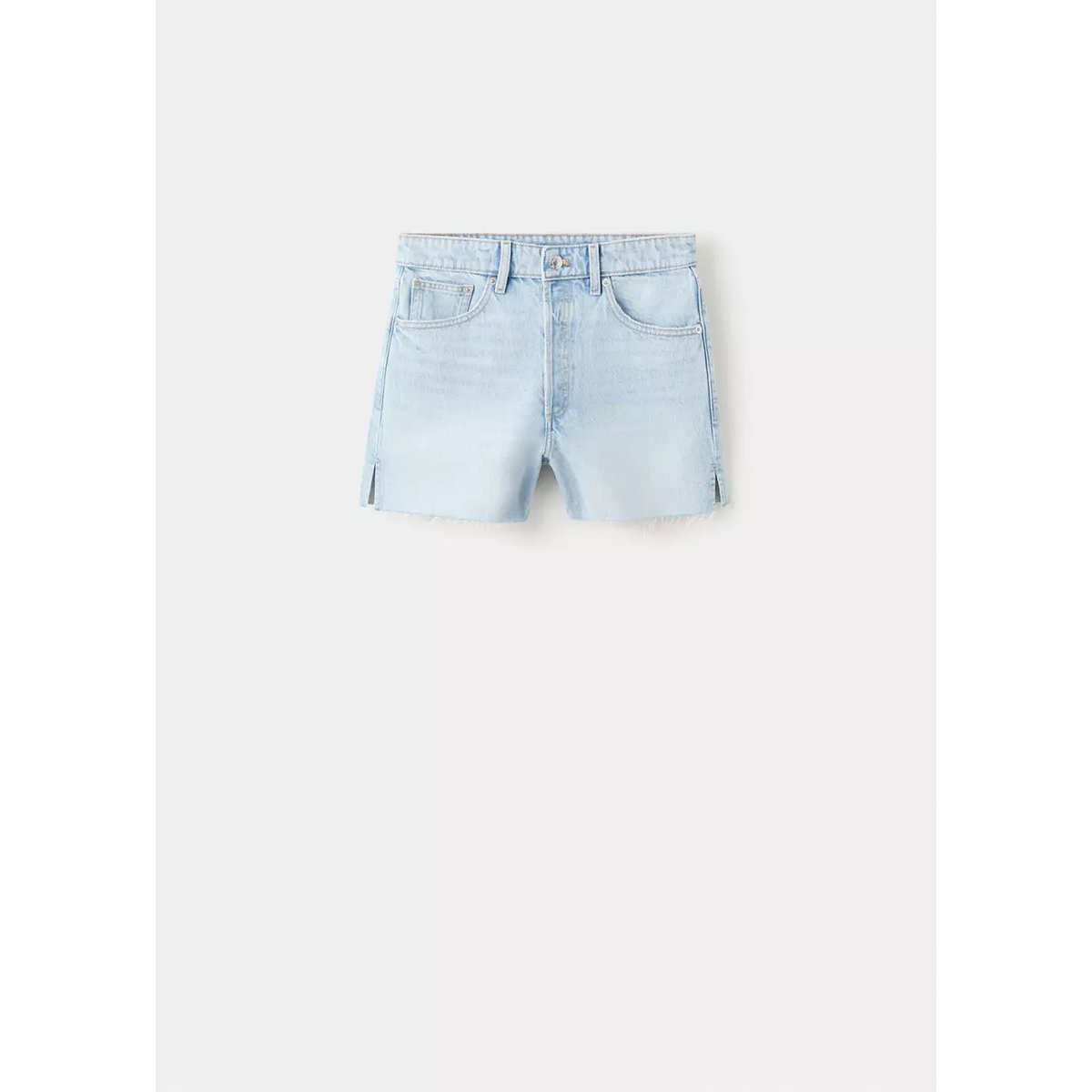 Short en jean revers effilochés bleu clair, MANGO