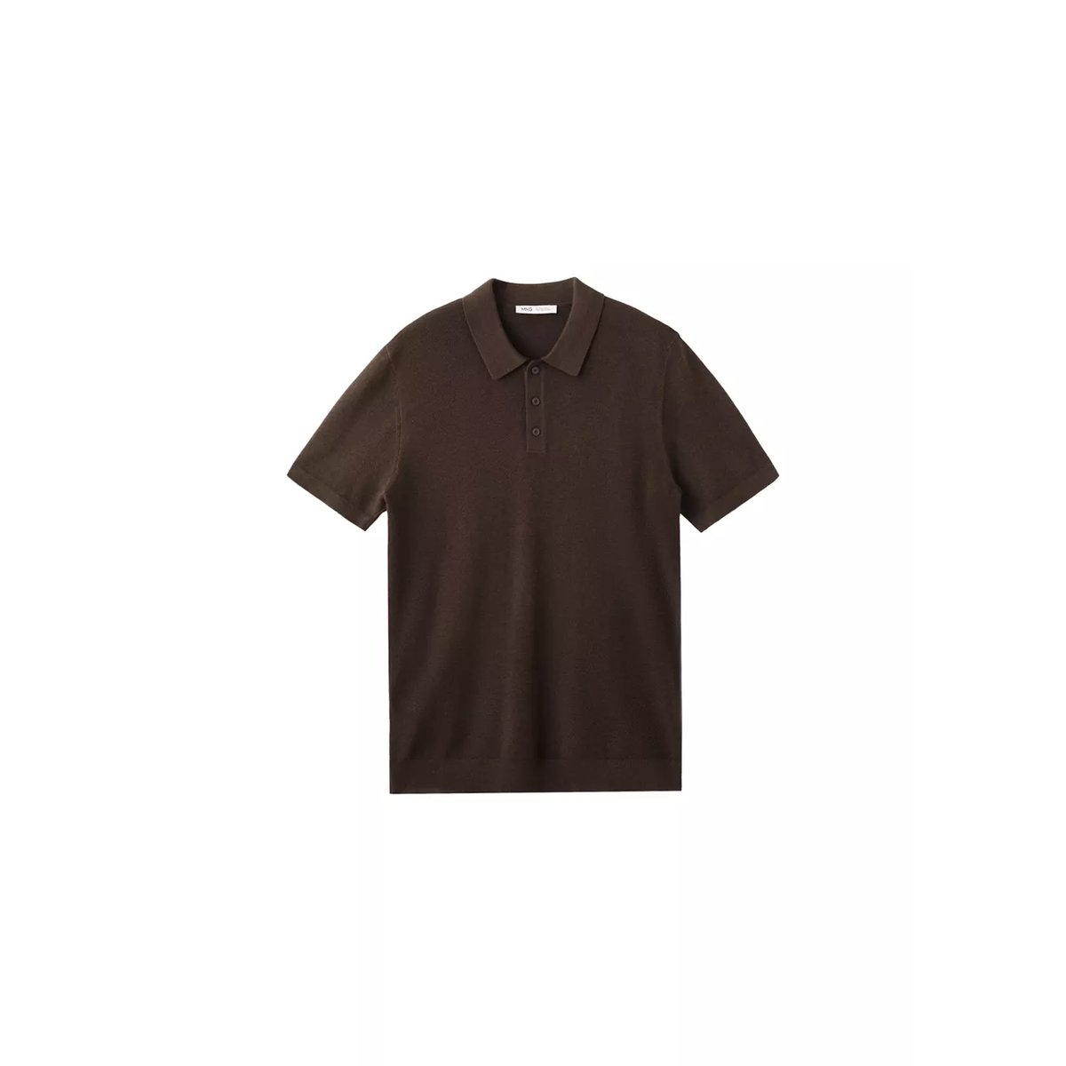 Polo mélange coton maille fine marron, MANGO MAN