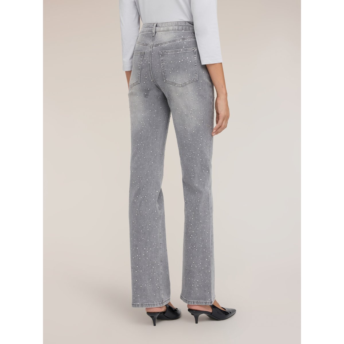 Jean large avec strass appliqués gris, MOTIVI