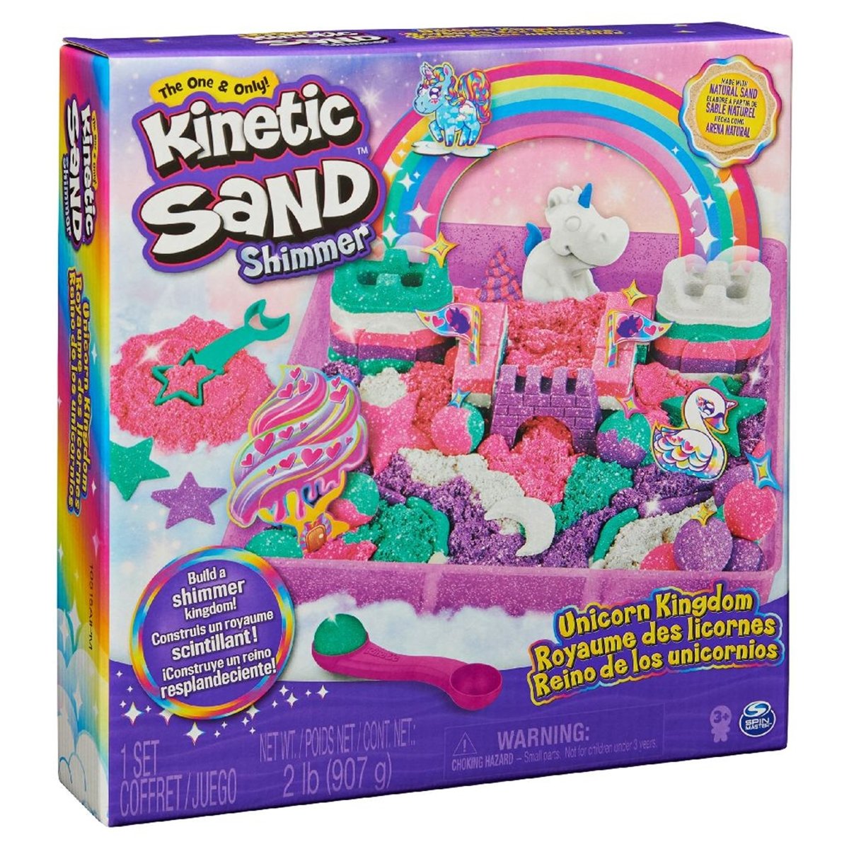 Sable cinétique Set de jeu Licorne arc-en-ciel multicolore, SPIN MASTER