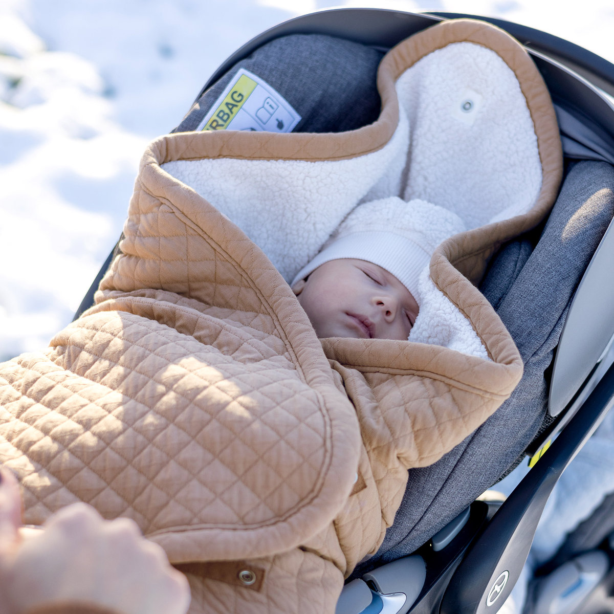Nid d'ange bébé poussette et siège auto hiver - Teddy matelassé chaud beige, BEMINI
