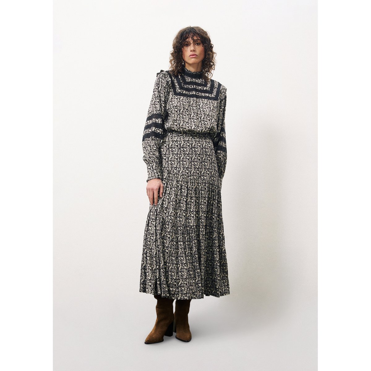 Jupe AUDREY flora marron chocolate, FRNCH