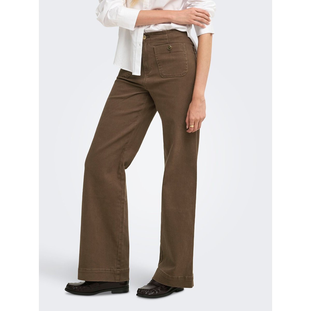 Jean large poches plaquées marron, ONLY
