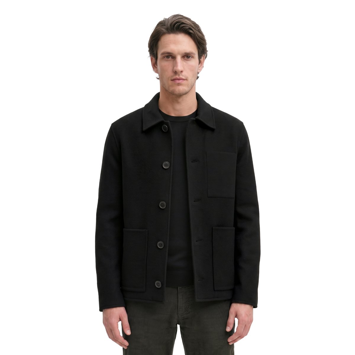 Veste en laine coupe classique en laine mélangée double face toute douce noir, MARC O'POLO