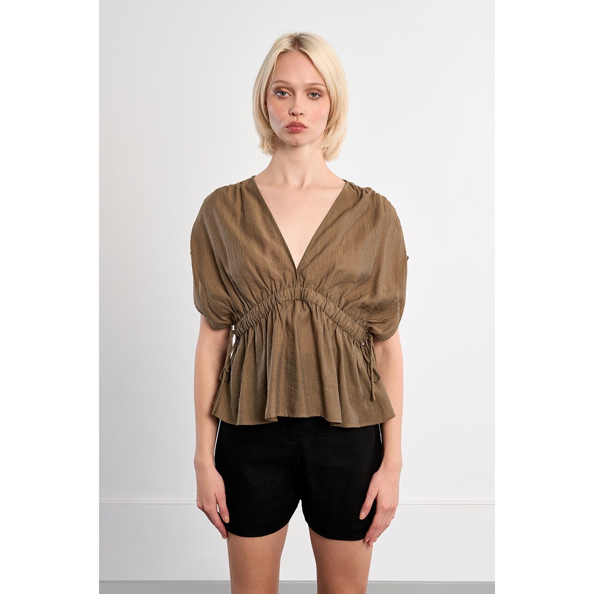 Top fluide à cordons khaki, LILI SIDONIO