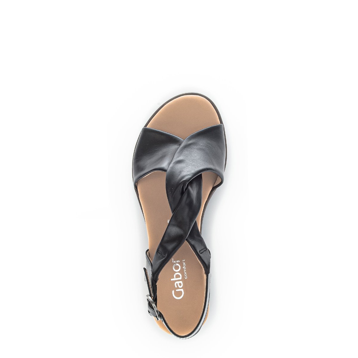 Sandales en cuir à talon compensé noir, GABOR