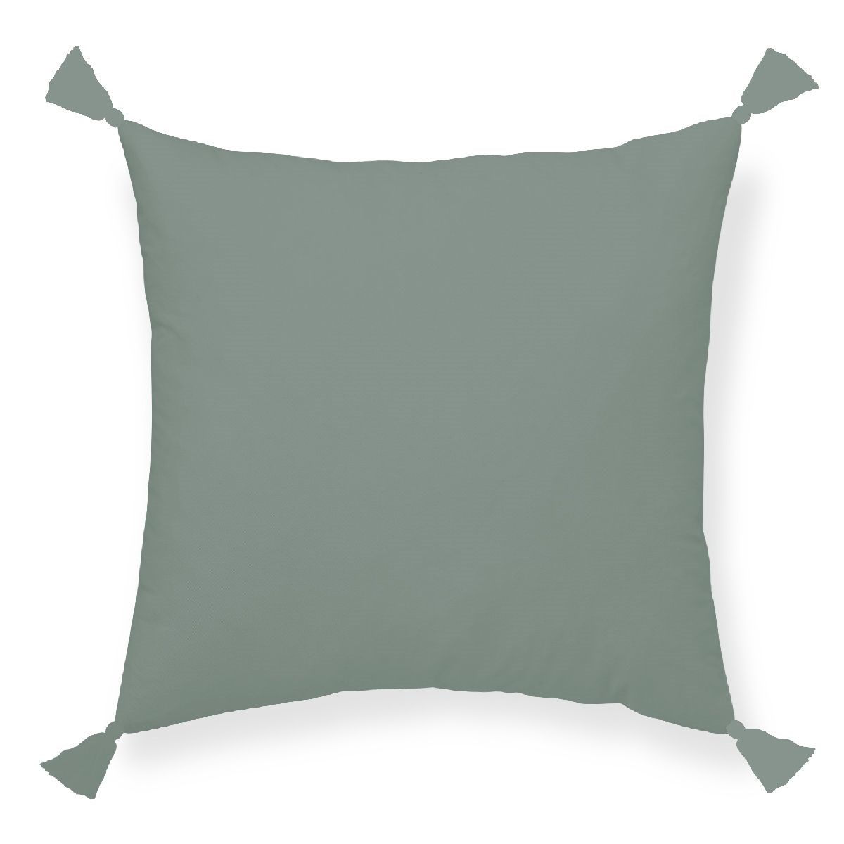 Coussin déhoussable à pompons uni gaze de coton INDIAN FLOWERS vert, TODAY