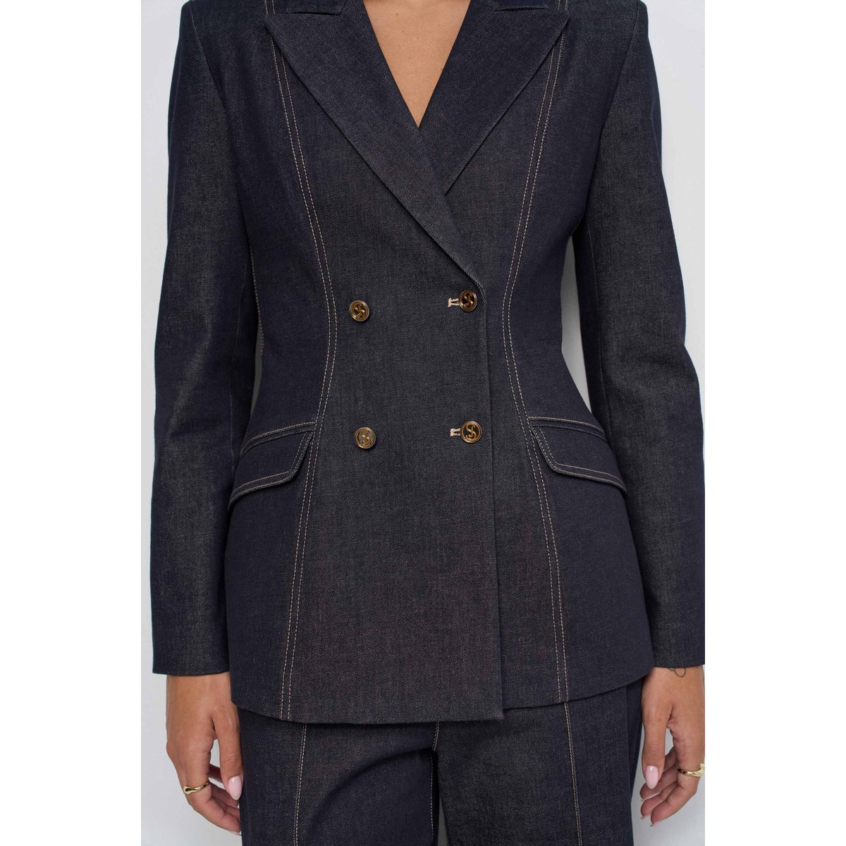 BLAZER STRUCTURÉ DENIM ATELIER bleu foncé, SALSA JEANS