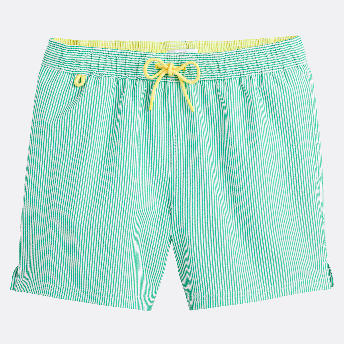 Bermuda de bain imprimé Seersucker rayé blanc/vert, LA REDOUTE COLLECTIONS