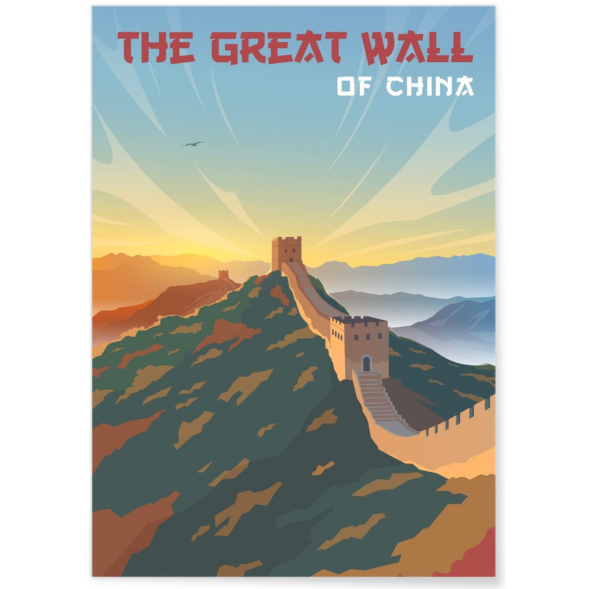Affiche Grande Muraille de Chine blanc, L'AFFICHERIE