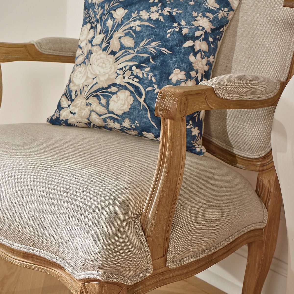 Fauteuil en hévéa et lin premium INES lin, ROBIN DES BOIS