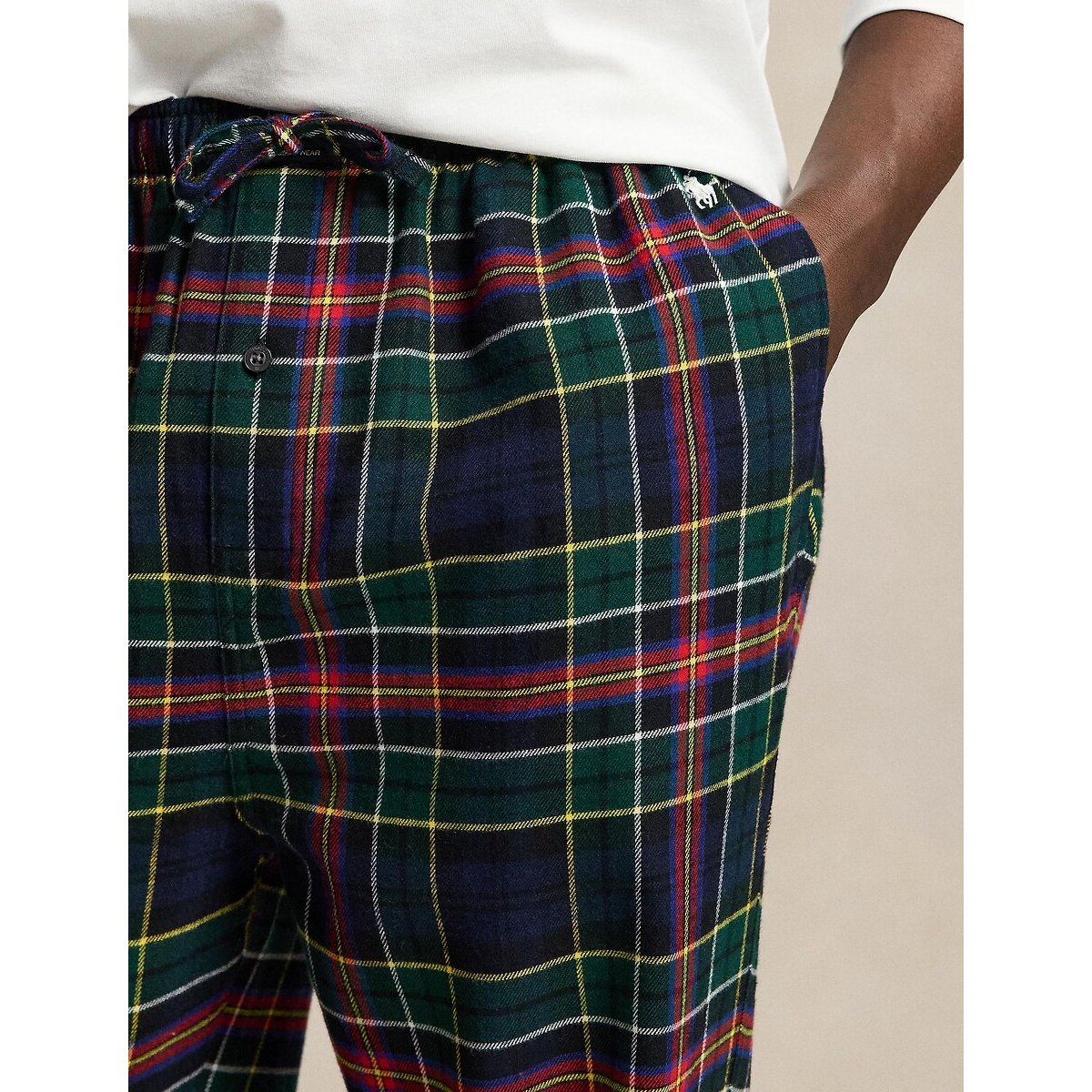 Pijama de punto y franela de tartán blanco/verde/azul marino, POLO RALPH LAUREN