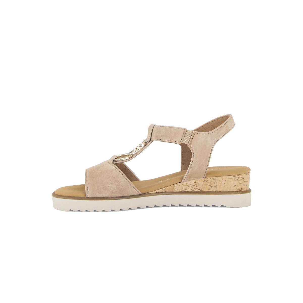 Sandales en cuir à talon compensé beige, GABOR