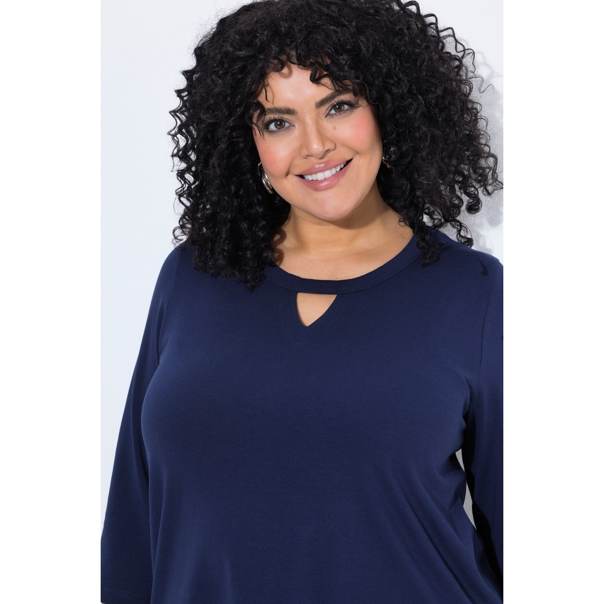 T-shirt avec motif scintillant marine, ULLA POPKEN