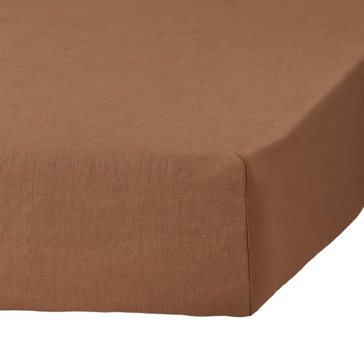 Drap housse lin lavé CAMILLE noisette, FEBRONIE