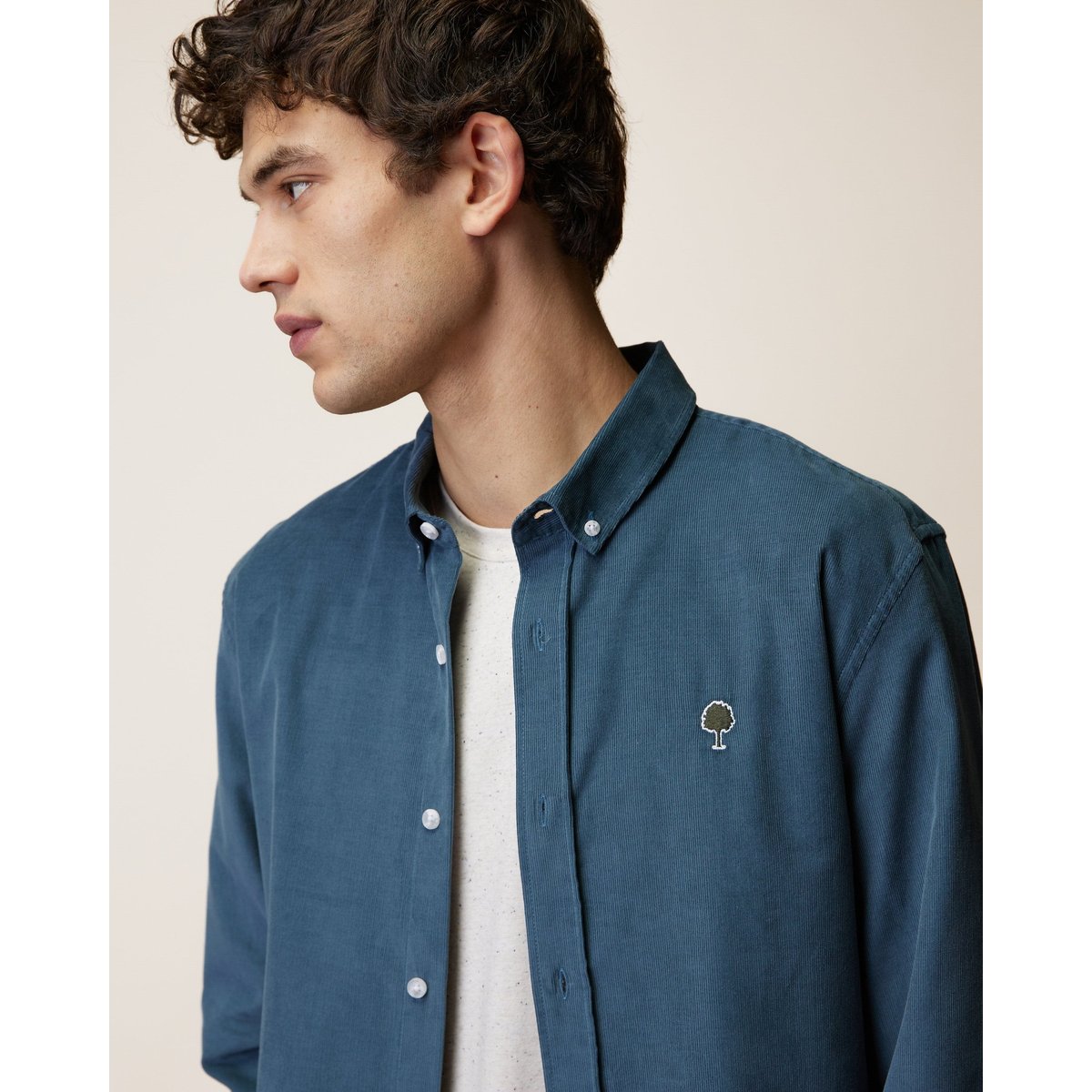 Chemise en velours côtelé bleu, FAGUO
