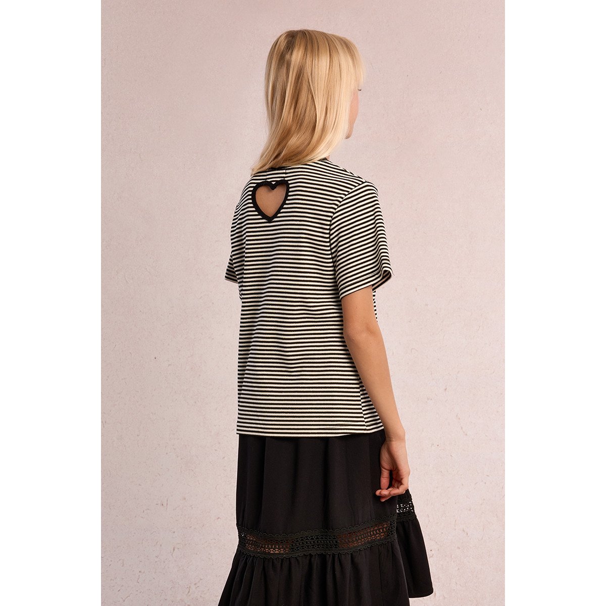 T-shirt rayé à cœur noir, MOLLY BRACKEN GIRL