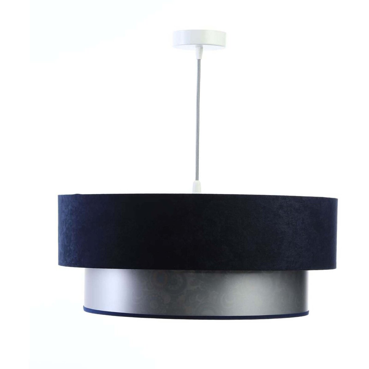 Suspension en velours, DUO ÉLÉGANT velours bleu marine et argenté intérieur décor multicolore, BPS KONCEPT