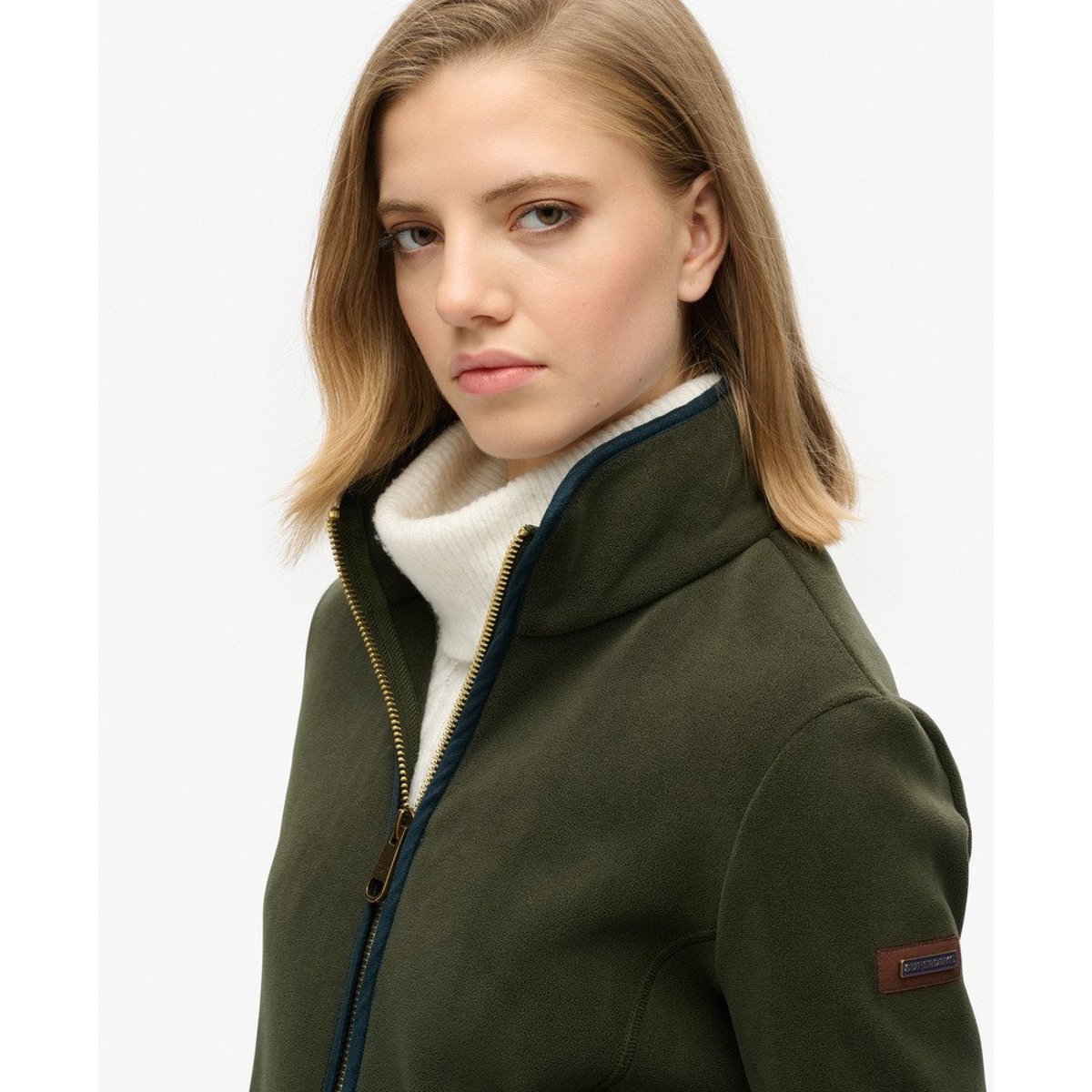 Polaire zippée Estate vert olive surplus goods, SUPERDRY