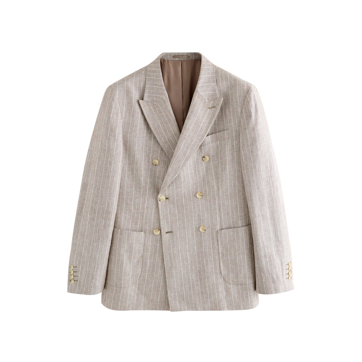Blazer standard en lin mélangé à rayures naturel, NEXT