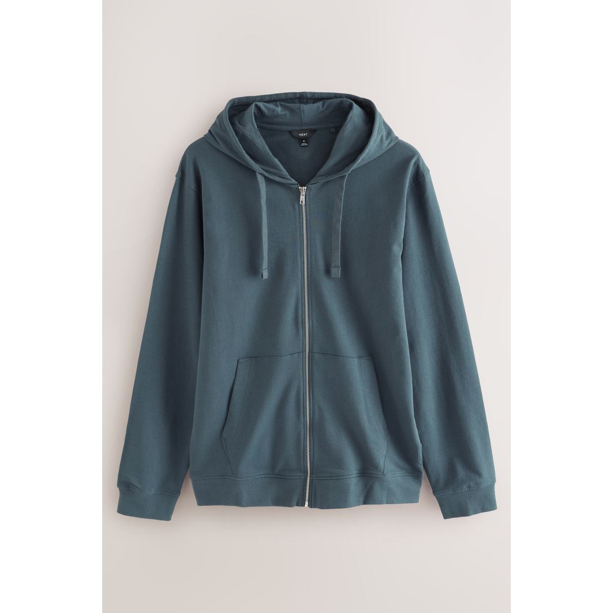 Sweat à capuche léger zippé 100 % coton bleu pétrole, NEXT