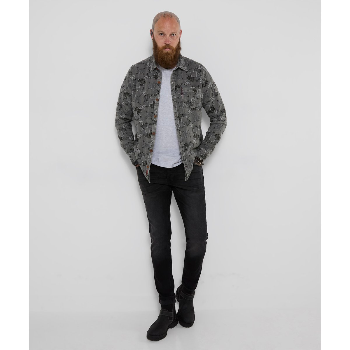 Chemise Brodée Enforcer gris, JOE BROWNS