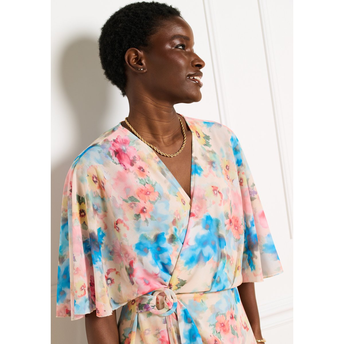 Robe midi portefeuille jaune pastel, LOLALIZA