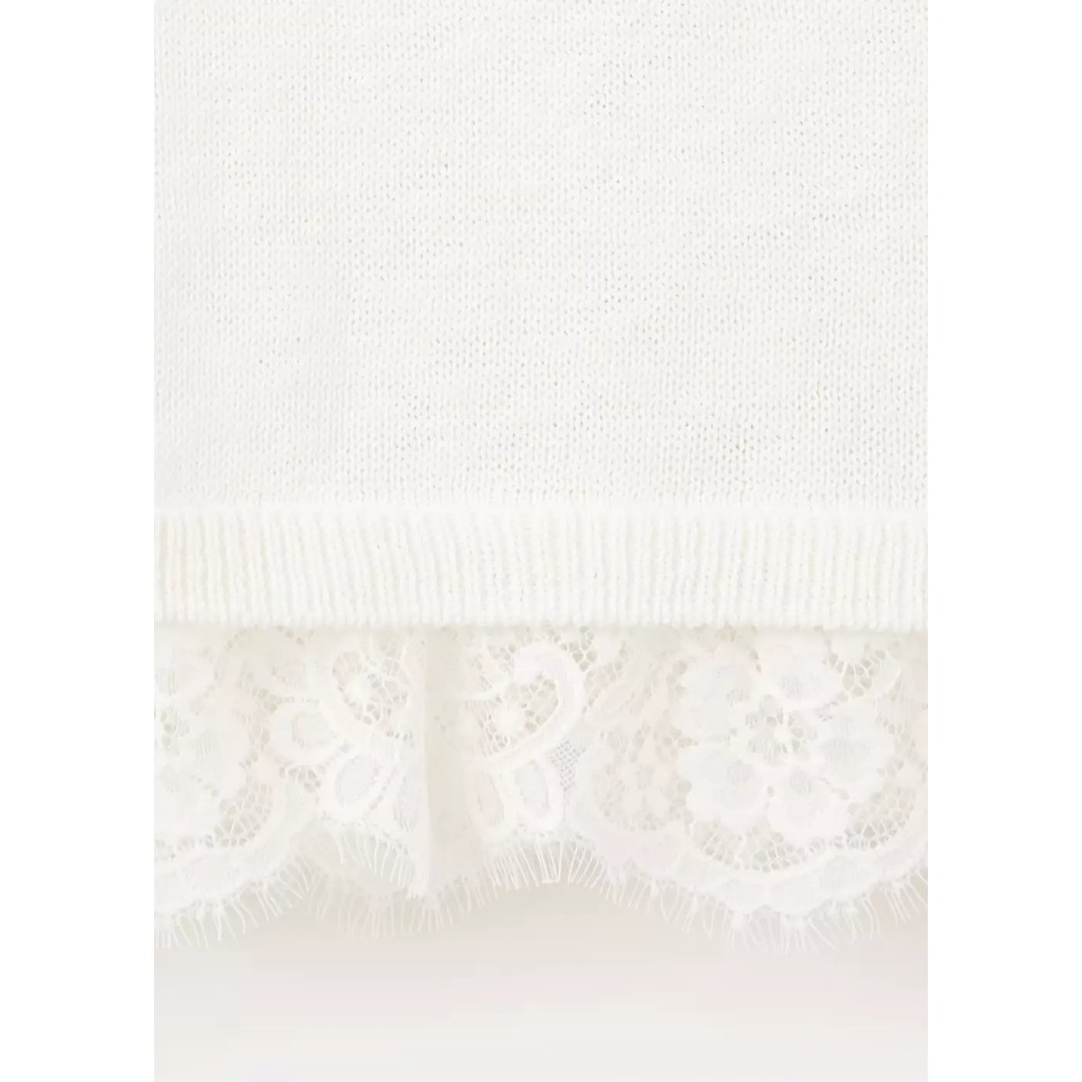 Top en maille avec détail de dentelle écru, MANGO